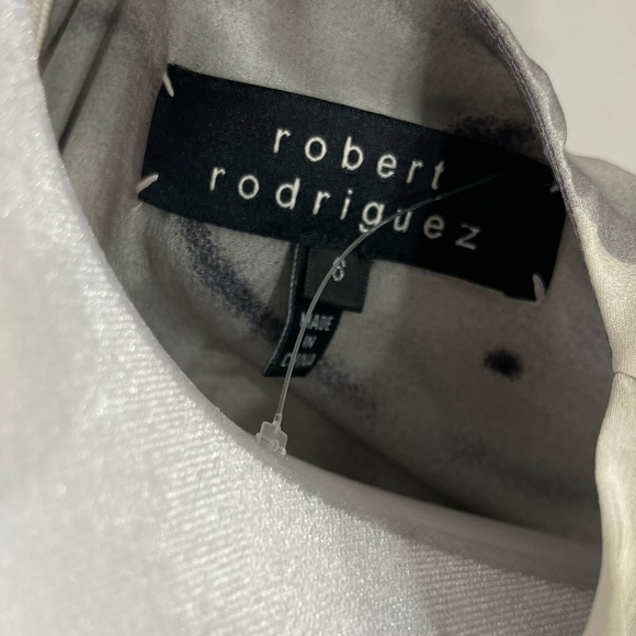 Robert Rodriguez Black Artsy Floral 100% Silk Cowl Neck Asymmetrical Mini Dress6 - Picture 6 of 10